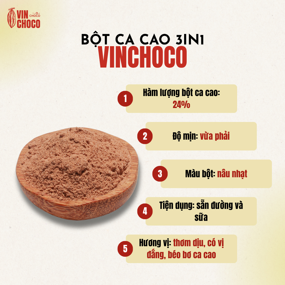 Bột ca cao 3in1 Vinchoco 200g