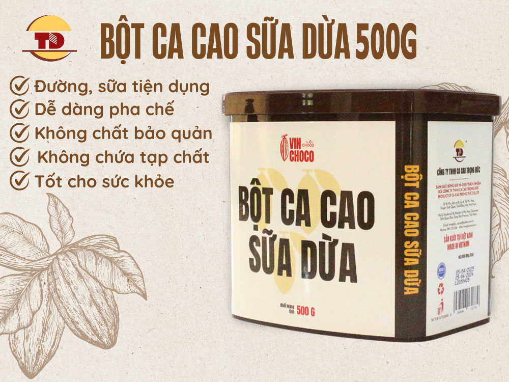BỘT CA CAO SỮA DỪA 500G