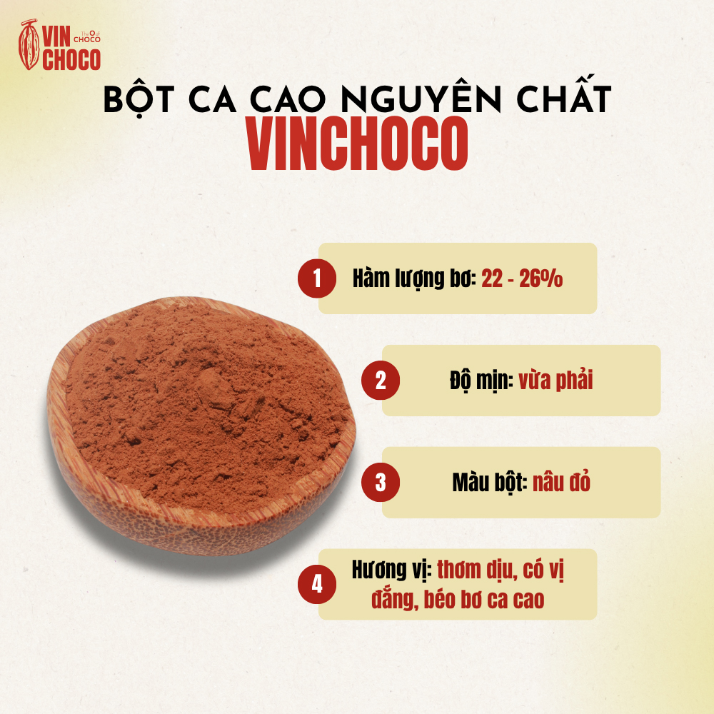 BỘT CA CAO NGUYÊN CHẤT VINCHOCO 1KG